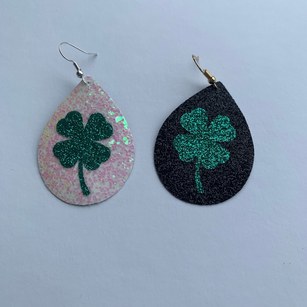 WHITE ST PATRICKS DAY EARRINGS